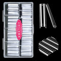 No C Curve Square Flat Nail Tips,SWETIDY 500Pcs XXL Extra Long Acrylic Clear Straight Tapered,Half Cover French Fake Nails for Nail Salon and DIY Nail Art 10 Sizes