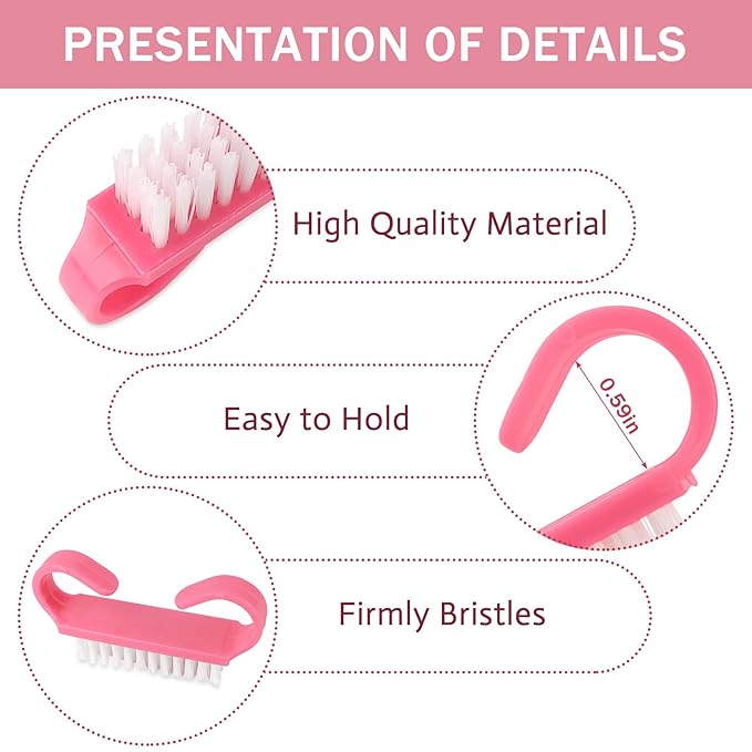 Handle Grip Nail Brushes, 4 Pack Travel Size Nail Brush for Cleaning Fingernails, Colorful Hand Scrub Cleaning Brushes