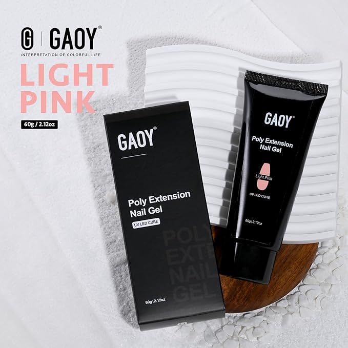GAOY Poly Gel, 60g Nail Extension Gel, Light Pink Builder Enhancement for Beginner & Professional Nail Art Salon DIY at Home