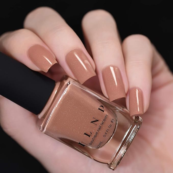 ILNP Portfolio - Soft Camel Neutral Nude Nail Polish, Subtle Holographic, Chip Resistant, 7-Free, Non-Toxic, Vegan, Cruelty Free, 12ml