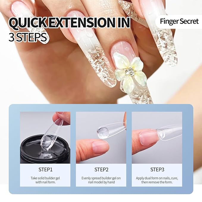 3D Gel Nail Art Kit-Sky Blue Solid Builder Gel for Nails 3D Sculpting Carving Building Modeling Hard Extension for Beginner DIY Salon at Home Cured Needed