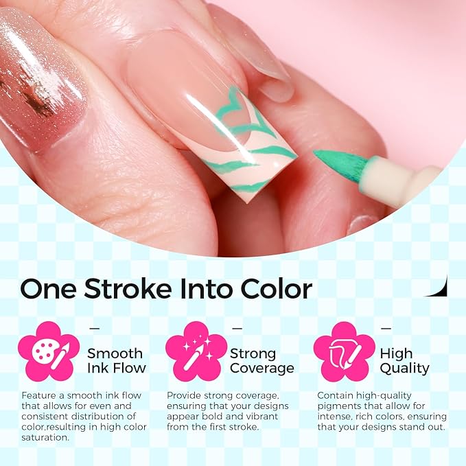 6 Colors Nail Art Pens Set - 3D Nail Polish Pens 0.7MM Acrylic Paint Pens Nail Markers for Nail Art Dotting Drawing Painting Liner Brush for DIY Home & Salon Halloween Decoration Beginners Gifts