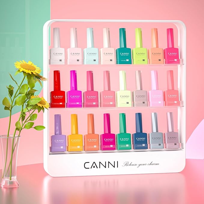 CANNI CC8 30Pcs 9ml Hema-Free Spring Summer Gel Nail Polish Set, Pastel Gel Polish Kit Neon Hot Pink Purple Green Orange Glitter Colors for Salon and DIY Manicure at Home