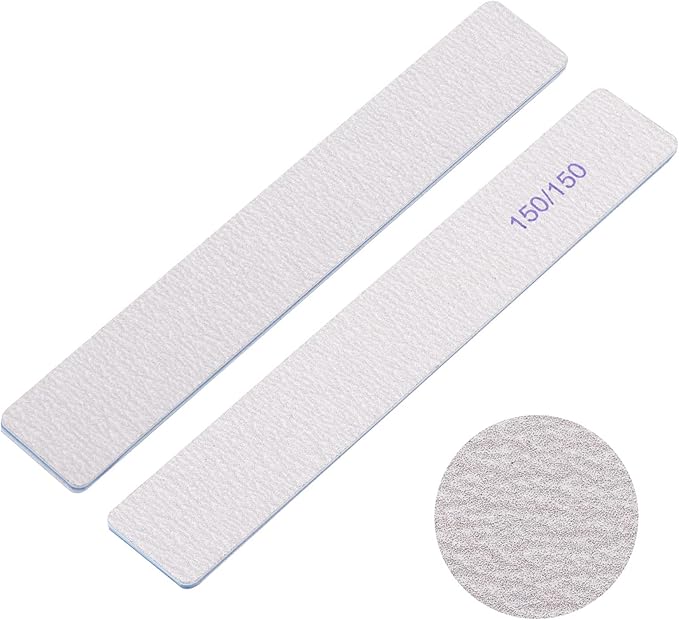 25 Pieces 150/150 Grit Rectangle Nail Files for Acrylic Nails, Reusable Buffering Files Double Sided Emery Boards for Natural Nails