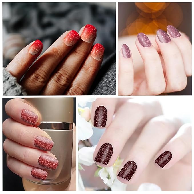 DANNEASY 16 Sheets Nail Polish Stickers Full Nail Wraps for Women Gradient Color&Glitter Fingernails Wrap Adhesive Nail Polish Strips Gel Nail Strips with File, Cuticle Stick