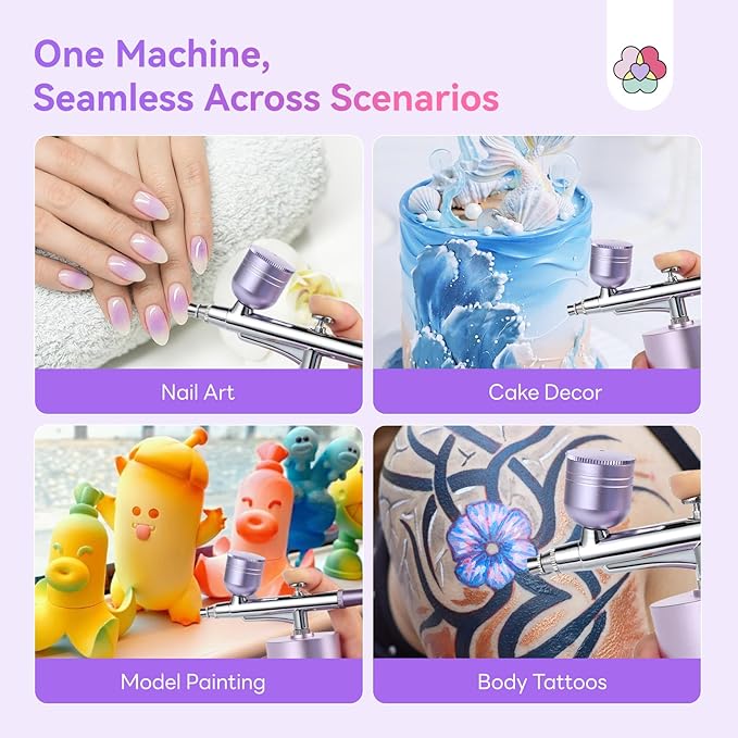SAVILAND Airbrush Kit for Nails: 30 PSI LCD Display Airbrush Kit with Compressor Rechargeable Nail Airbrush Machine with 0.3mm Nozzle Cordless Portable Air Brush Painting Set for Nail Art