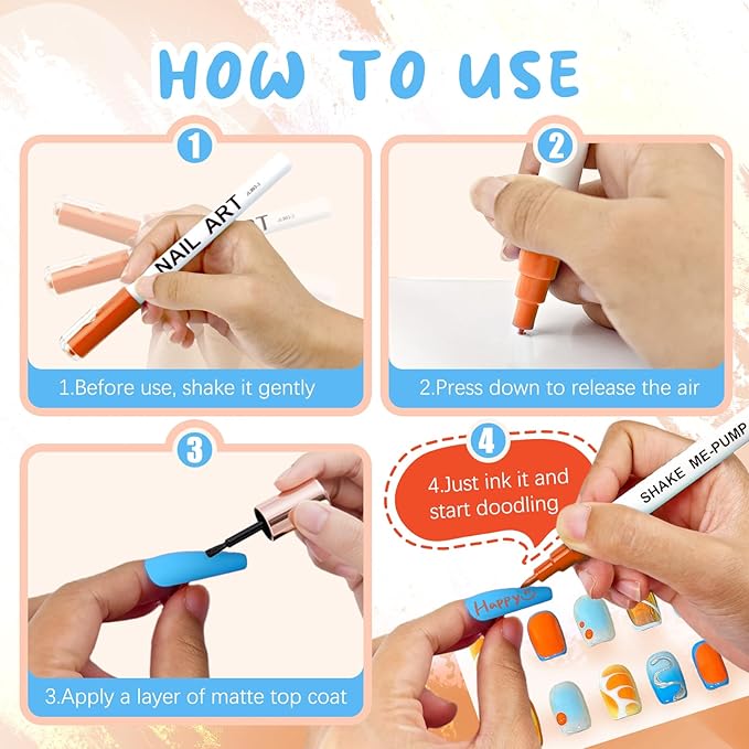 12 Color Nail Art Pens for Painting Nails, 0.7 MM Nail Polish Pens Drawing Point Liner Acrylic Painted Pen Kit, Waterproof Quick-drying for DIY Design Manicure Tools Christmas Gifts