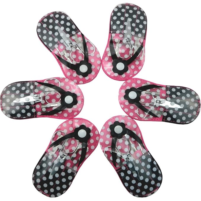 Manicure Sets Pedicure Set Polka Dot Flip Flop Nail Clippers Manicure Kit Nail pack of 6 Hotpink