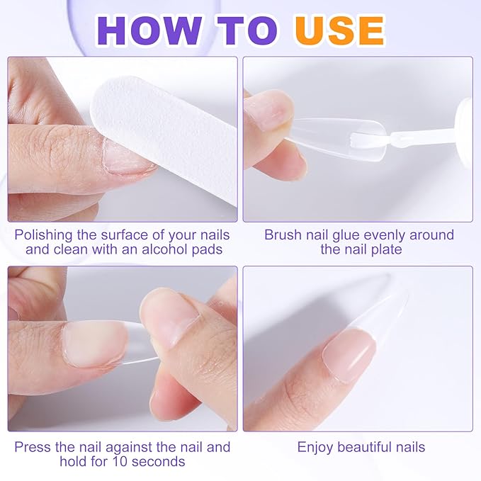 NXJ INFILILA Super Strong Nail Glue, Precision Brush for Press ons & Acrylic & Fake Nails Tips, Long-Lasting, Quick Dry, Mess-Free Application for DIY Home, Salon Travel Manicure 7ML/0.23OZ(3PCS)