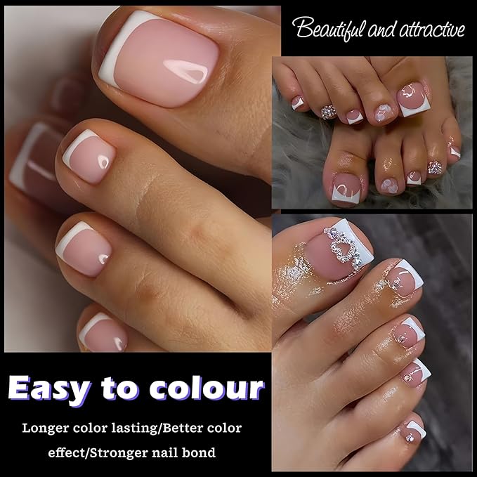 LoveOurHome 320pc Fake Toenails Tip Soft Gel Toe Nail Tips Clear Press on Toenails Short Square Fake Nail for Toes, 16 Sizes Feet False Toenail Clear Toes Nail Tips for Gel/Acrylic Toenail Extension
