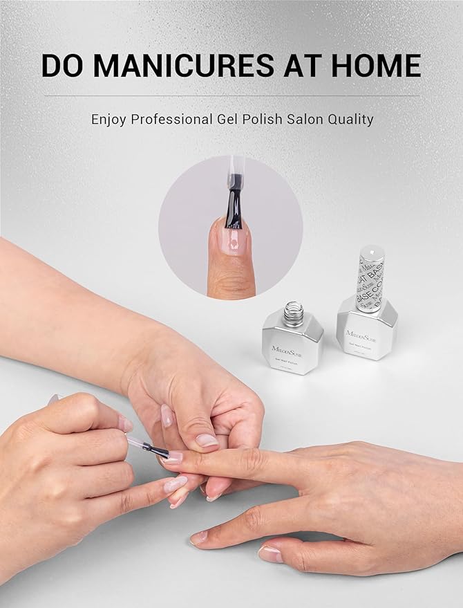 MelodySusie UV Gel Base Coat Nail Polish - No Soaking or Filing,Upgraded Formula Long-Lasting Base Coat,stronger adhesion,essential for Home DIY and Nail Salon 0.5fl oz