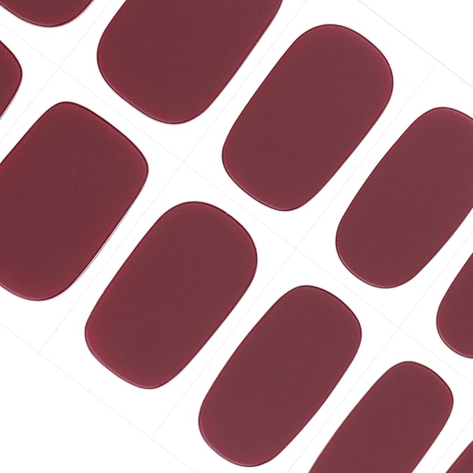 DANNI & TONI Semi Cured Gel Nail Strips Matte Red (Velvet Rouge) Solid Color Gel Nail Stickers Glaze 28 Stickers