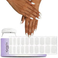 Semi Cured Gel Nail Strips – Real Gel Nail Polish Wraps for Brittle Nails | Waterproof Long Lasting Easy Peel-Off Removal | Hema-Free | 20-Piece Glitter Milky White Salon Kit with UV Light