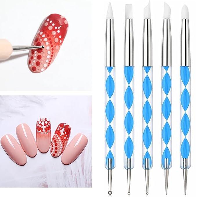 10 PCS Dual-Ended Nail Art Dotting Tools 3D Silicone Sculpting Pens Manicure DIY Decoration Nail Art Design