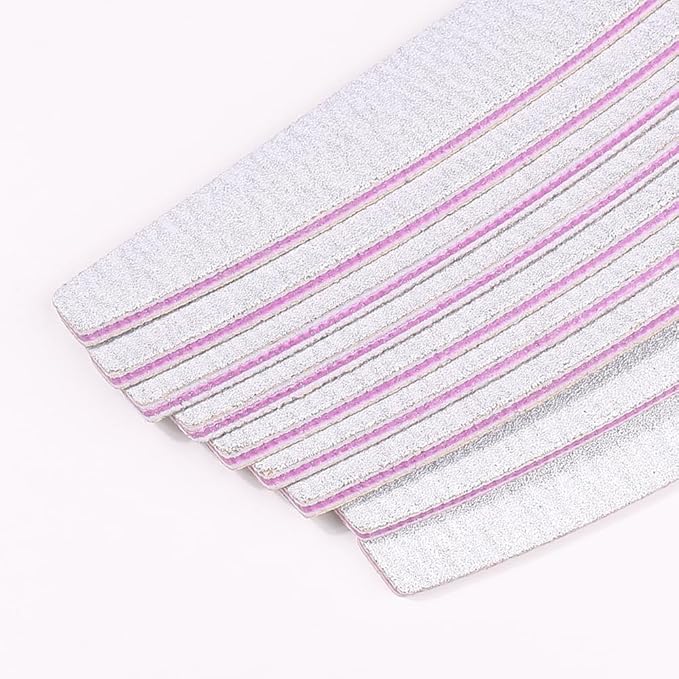 25PCS Professional Half Moon Emery Board Nail Files, 80/80 Grit Dual-Sided Buffer, Reusable Nail Filing Tools for Natural & Acrylic Nails, Home & Salon Manicure Supplies