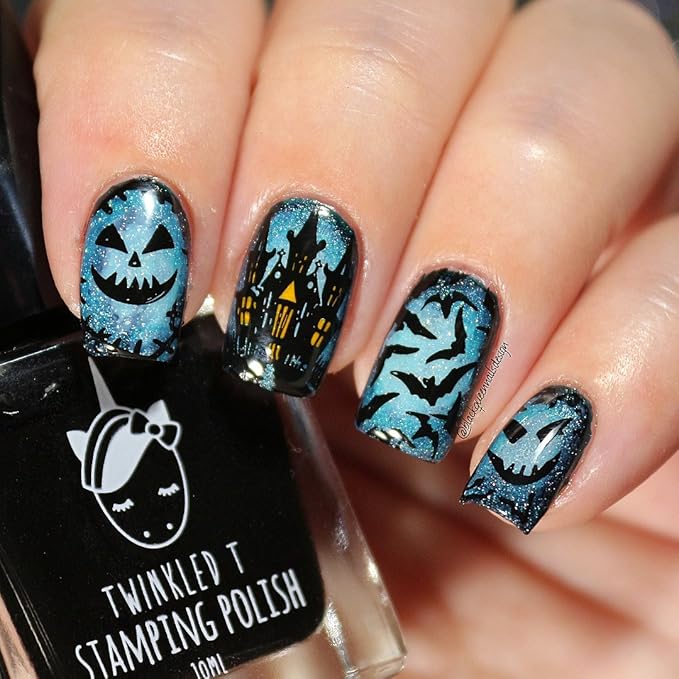 Whats Up Nails - B023 Creepin It Real Stamping Plate for Halloween Nail Art Design