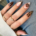 Press On Nails Brown Leopard Design – Long Almond Fake Nails with Matte & Glossy Finish, Reusable Adhesive Nails for Women (24 Pcs)