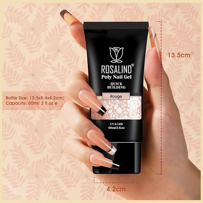 ROSALIND False Nail Extension Gel, 60ML Rouge, Neutral Color, Ballerina, Square, Oval, Acrylic, 1 Piece, 2 Fl Oz