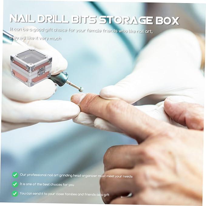 Angoily Nail Storage Box for Nail Drill Bits Nail Grinding Head Box Organizer Manicure Tool Display Case