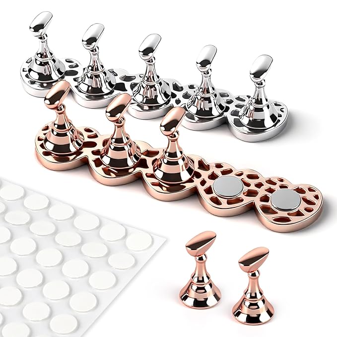 ANGNYA 2 Set Nail Stand for Press Ons, Strong Magnetism Nail Holder for Painting Nails with with 200PCS Nail Sticky Tabs, Nail Display and Practice Stand for Home DIY Beginner Salon Supplies