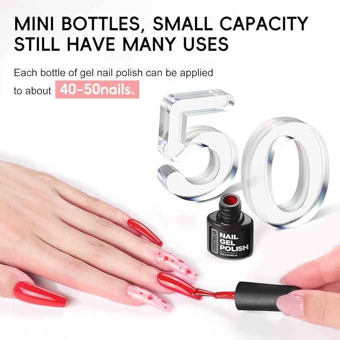 COSCELIA 40PCS Gel Nail Polish Set, 7ml 35 Colors Gel Polish with 5pcs Top and Base Coat Nude White Pink Red Blue Spring Colors All Seasons Nail Art Manicure Starter Kit Gifts for Women
