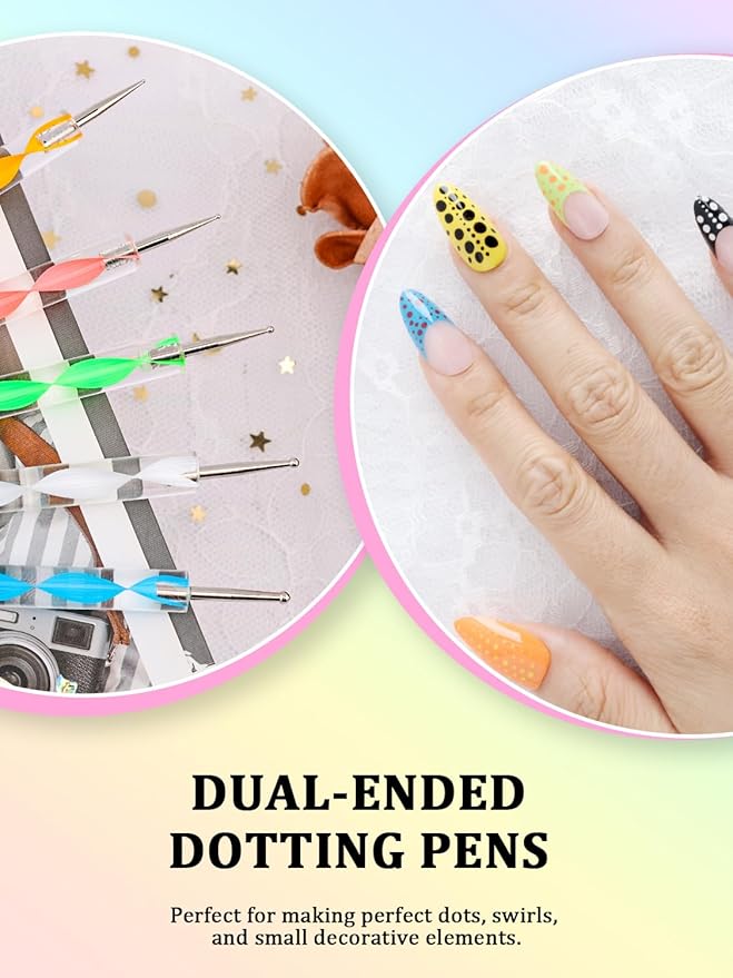 Nail Art Tools Set, Nail Stand for Press on Holder for Painting Nails, Nail Art Brushes, Liner Brushes, Nail Dotting Tool, Must Haves Design Tools Supplies Kit for Nail Tech & Beginners (Black)