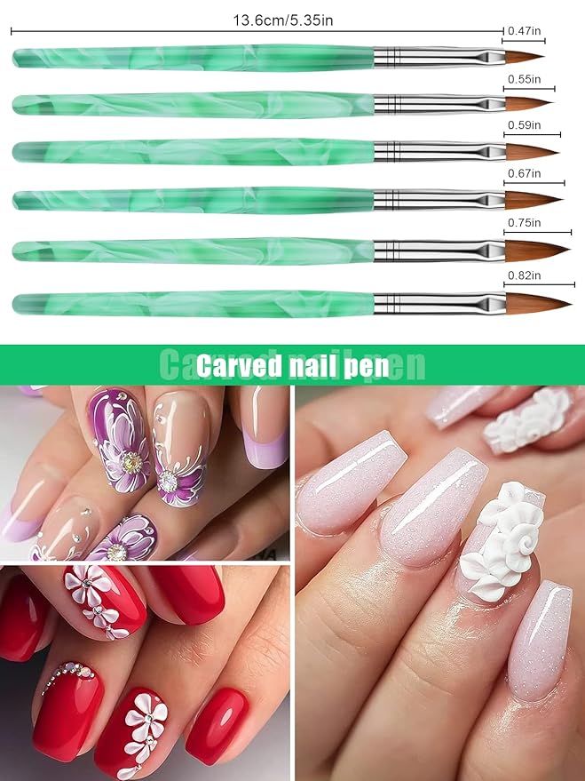TOROKOM 19Pcs Nail Art Brushes Kolinsky Acrylic Brushes for Nails incl Gel Polish Nail Art Tools, Nail Design Brushes,Double Ended Dotting Tools for Acrylic Application Manicure,with Nail Dust Brush