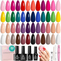 Beetles Spring Gel Polish Kit - Chic Outfits Collection 25 Colors Polish Set, Brown Purple Nude Red Black Color Gel Nails with 3Pcs Base Top Coat Soak off Uv Gel Manicure Kit Gift for Women