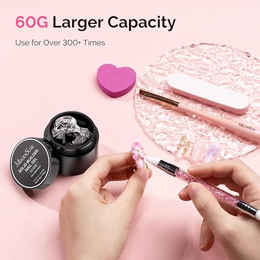 MelodySusie Solid Builder Nail Gel 3D Gel Nail Art 4 in 1 Non-Sticky for Extension UV Glue for Acrylic Nails Clear 60ML