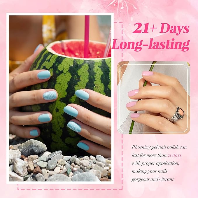 phoenixy 40 PCS Gel Nail Polish Kit, 36 Colors Gel Nail Polish Set with Base Top Coat Pink Blue Red at Home Nail Kit Christmas Gifts for Women