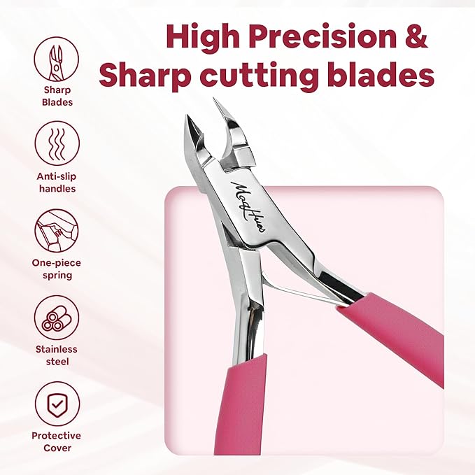 Professional Cuticle Nipper/Cuticle Trimmer 2 Pack Set, 4mm Sharp Jaws, In Plush Leather Case, Non-Slip Thick Comfort Grip, Cuticle Cutter/Cuticle Clipper for Manicure, Stainless Steel Nail Tools