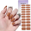 Semi Cured Gel Nail Strips – Real Gel Nail Polish Wraps for Brittle Nails | Waterproof Long Lasting Easy Peel-Off Removal | Hema-Free | 20-Piece Warm Brown Salon Kit with File & Stick