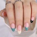 RTKHFZE Press On Nails Short - Color French Tip Press on Nails Almond Soft Gel Short Fake Nails with Nails Glue,Fit Perfectly,16 Sizes - 32Pcs Reusable Gel False Nails Tips Kit
