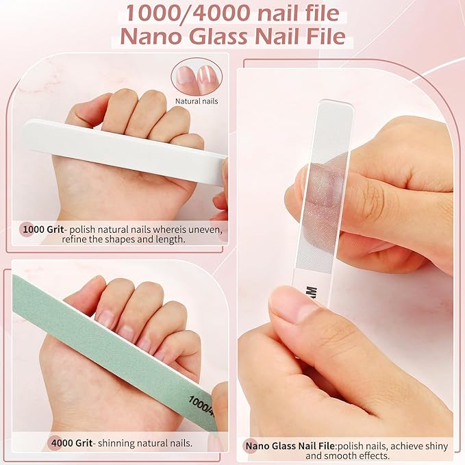 Gifts for Women Manicure Kit for Women Travel Nail Care Kit with Nail Clippers Cuticle Trimmer Cuticle Pusher Glass Nail Files and Buffers Nail Kit Pedicure Manicure Tools Cuticle Care Kit with Case