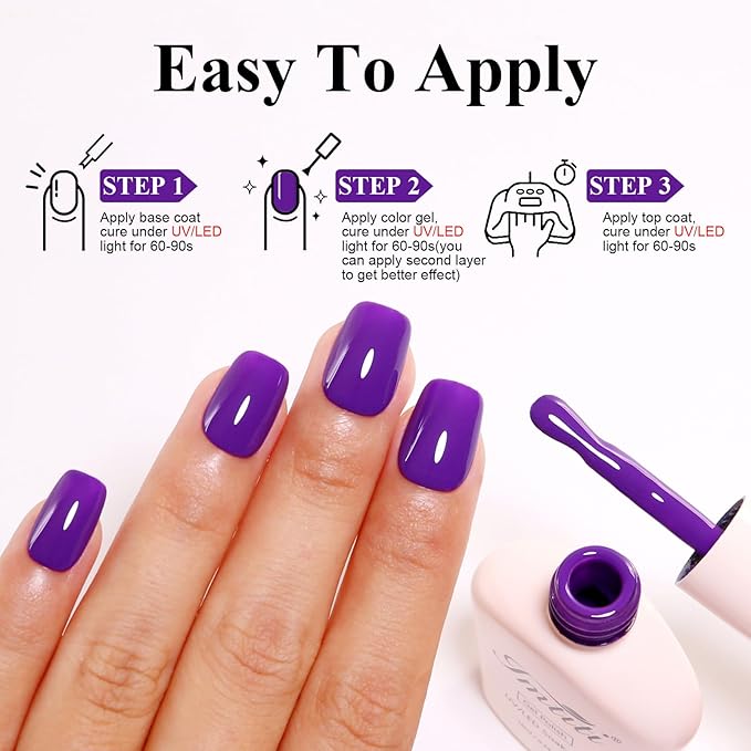 Imtiti Gel Nail Polish, Deep Purple Gel Polish Soak Off LED U V Nail Gel Polish Nail Polish DIY Nail Art Starter Manicure Salon Gel Nail Kit for Women Girls 10ML