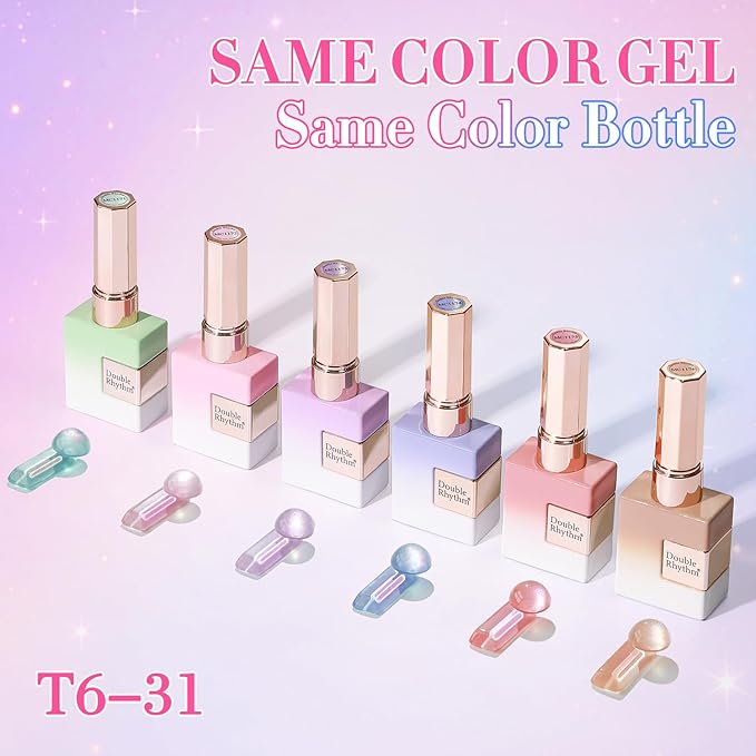 Double Rhythm 0.5 Oz Cat Eye Gel Polish with Magnet Same Color Same Bottle Holographic Glitter Shimmer Translucent Color Salon 15 ML Magnetic Nail Art (Mermaid Blue-MC1174)