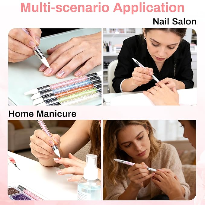 5PCS Silicone Nail Tools - Dual Tipped Sculpture Tool Chrome Applicator for Sculpting & 3D Nail Gel,Polish, Resin, Chrome Nail Powder for Design,Drawing,Shaping,Dotting Manicure Must Have