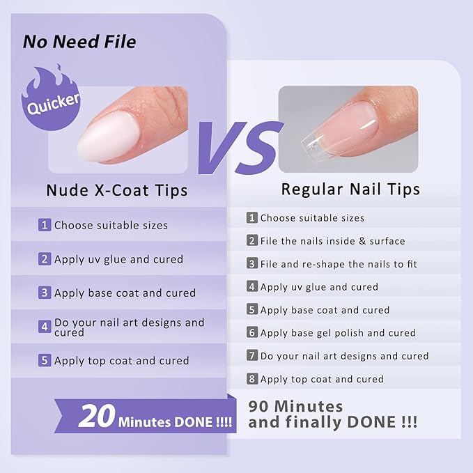 BTArtboxnails XS Short Almond Gel Nail Tips - Pre Colored Milky White Soft Gel Nail Tips, Milky White Press on Nails, Natural XCOATTIPS