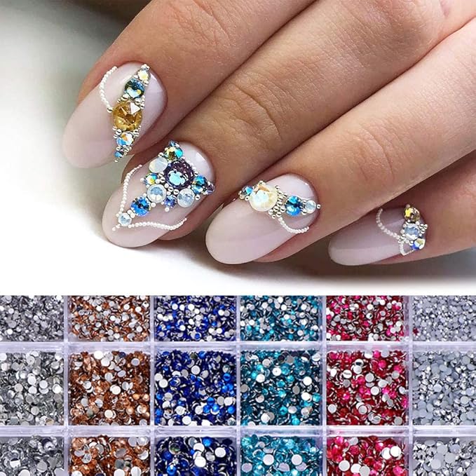 3000pcs Flatback Rhinestones for Crafts, Green Crystals Rhinestone, Resin Rhinestones Glitter Gems Nail Diamonds Rhinestones for Clothes Accessories DIY