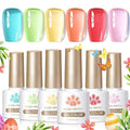 Born Pretty Pastel Jelly Gel Nail Polish Set Spring Summer Easter Gel Polish Crystal Glass Translucent Blue Green Yellow Pink Red Soak Off U v Gel Polish 7ML 6PCS
