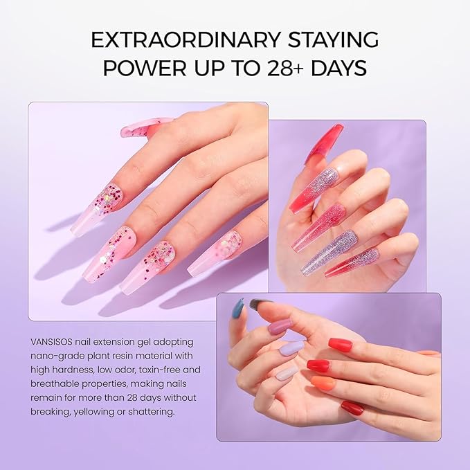 Poly Gel Nail Kit: Fluorescent Colors Poly Extension Gel Kit with Nail Lamp Slip Solution Acid-Free Primer Nail Art Tools for DIY Salon Nails