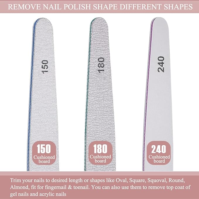 6pcs Nail File Nail Buffers for Natural Nails, Emery Boards for Nails, Nail Buffer and Shine Kit Nail Filer, Nail Buffer Block 100/180 Grit Nail Files Fingernail Files