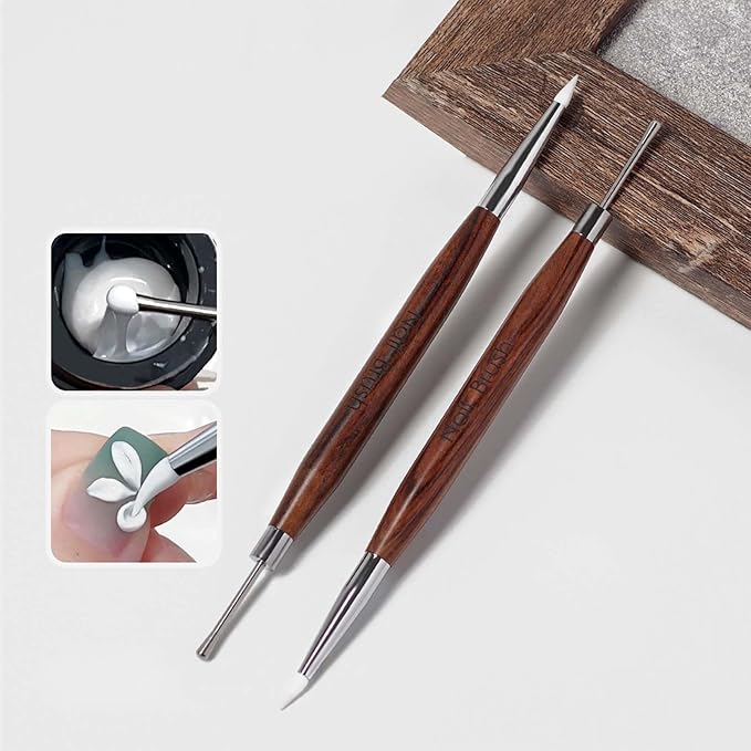 Nail Art Brushes Gel Nail Polish Pens - 2 Pcs Dual-Ended Nail Art Pen, Multifunctional Silicone Pen for Nail Glue Adjustment Nail Dotting Tool for Nail Art Gel Polish