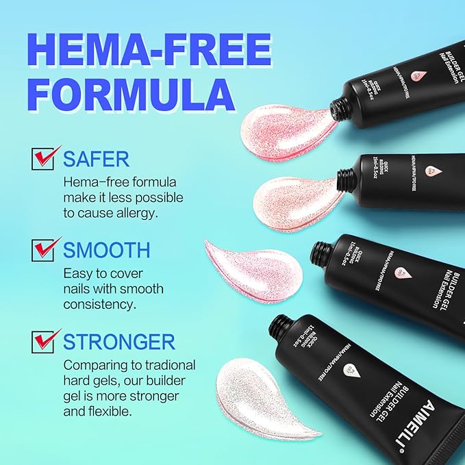 AIMEILI Poly Nail Extension Gel Builder Nail Gel Hema Free Poly Nail Enhancement Nail Art Design DIY Salon Nail At Home Gift for Women Nail Gel - 057
