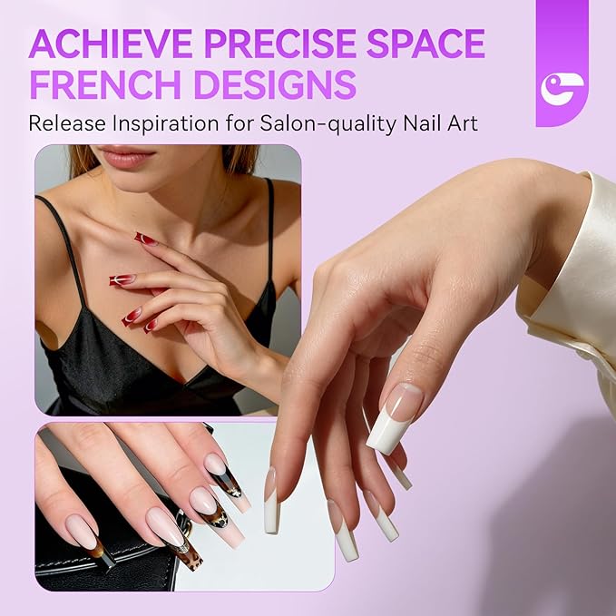 Gelike EC Dual Forms for Builder Gel: Square Space French Dual Nail Form Work with Polygel and Extension Gel - 15 Sizes 120PCS Reusable 20+ Times Clear 3D Acrylic Molds Kit with Straight Side C-curve