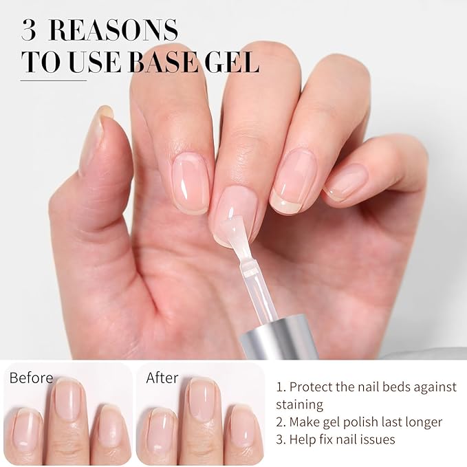 Born Pretty Base & Top Coat Set 2PCS, High Glossy Top Coat, Base Gel for Long Lasting Nails Shine Finish, Nail Art DIY Design Manicure Gifts for Women 10ML