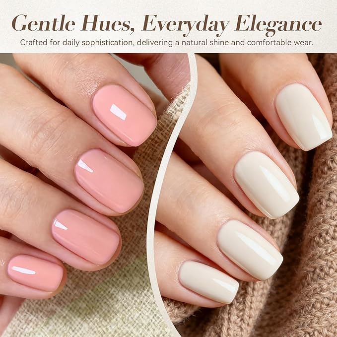 Born Pretty Nude Pink Gel Nail Polish Set 23PCS,Skin Tones Neutral Brown Burgundy Red Gel Polish with Base Gel Glossy & Matte Top Coat Gel Polish Kit for Salon Manicure and Nail Art DIY at Home