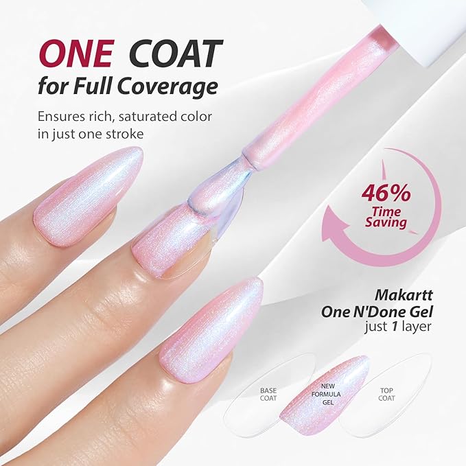 Makartt Pearl Gel Nail Polish Set 15ml One N'Done 6 Colors Shimmer Mermaid Glitter UV Gel Polish Soak Off High-Gloss, Salon-Grade Nail Art Manicure DIY Salon Home - Nebula Spectrum