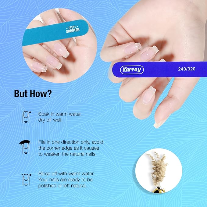 Nail File and Buffer for Natural Nails Dual Sided 2 Steps Shorten and Shape Nail Tools 20pcs 240/320 Grit