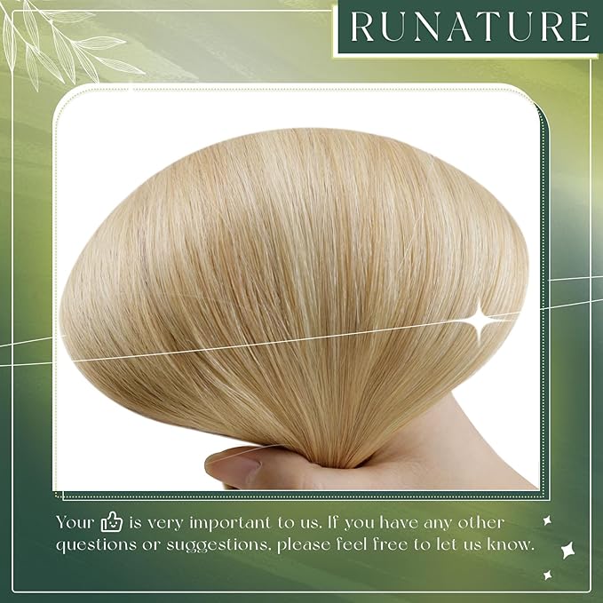 RUNATURE Nano Ring Hair Extensions Real Human Hair Blonde Highlight Ash Blonde Nano Beads Hair Extensions Human Hair 22 Inch 50 Gram